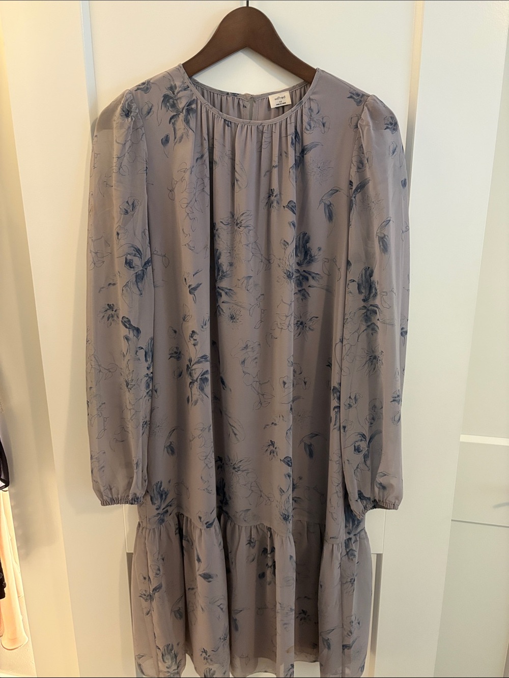 Wilfred Dusty Lavender Floral Long Sleeve Midi Dress